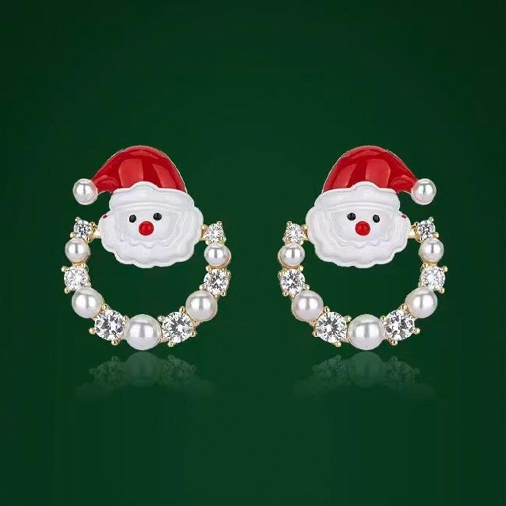 European & American S925 Silver Christmas Asymmetrical Earrings - Cute & Sweet Holiday Gift for Women