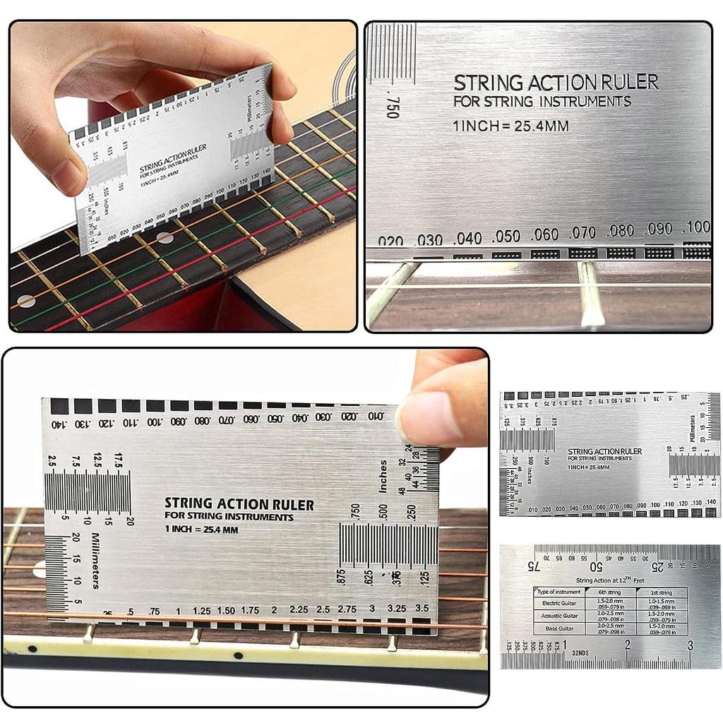 Vbestlife Гитарный набор линеек для измерения высоты струн Линейка Защитная накладка на гриф Инструмент для ремонта струнных инструментов