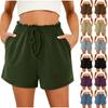 Ladies Casual Fashion High Waist Solid Colour Elastic Waist Shorts