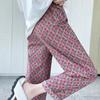 Summer Thin Floral Pants High Waist Loose Nine - Tenths Slimming Casual Wide Leg Straight Beach Pants for Outwear