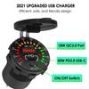 12V 24V Car Charger PD USB QC3.0 Fast Charge Socket with ON/Off Switch and Voltage Display for Car Boat Motorcycle Truck