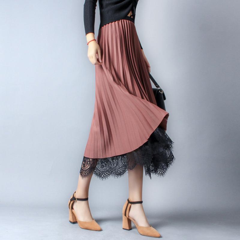 Винтажные кружевные газовые женские юбки корейские элегантные свободные миди с высокой талией цветочные юбки женские женские Faldas