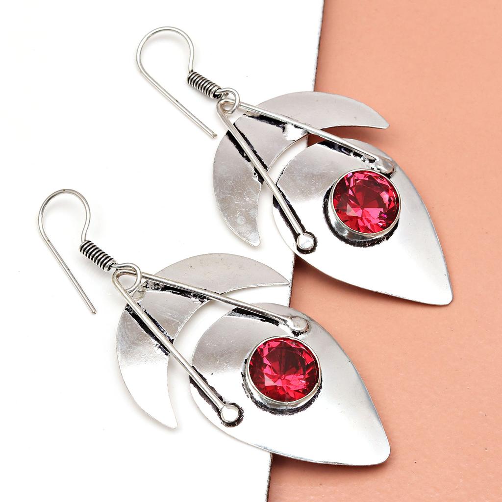 925 Mozambique Silver Sterling Garnet Earring Gemstone Jewelry Handmade