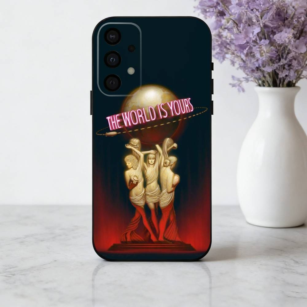 T-The World Is Yours S-Scarfaces Phone Case For Samsung Galaxy A73,A72,A71,A70,A53,A52,A51,Soft Silicone Black Cover