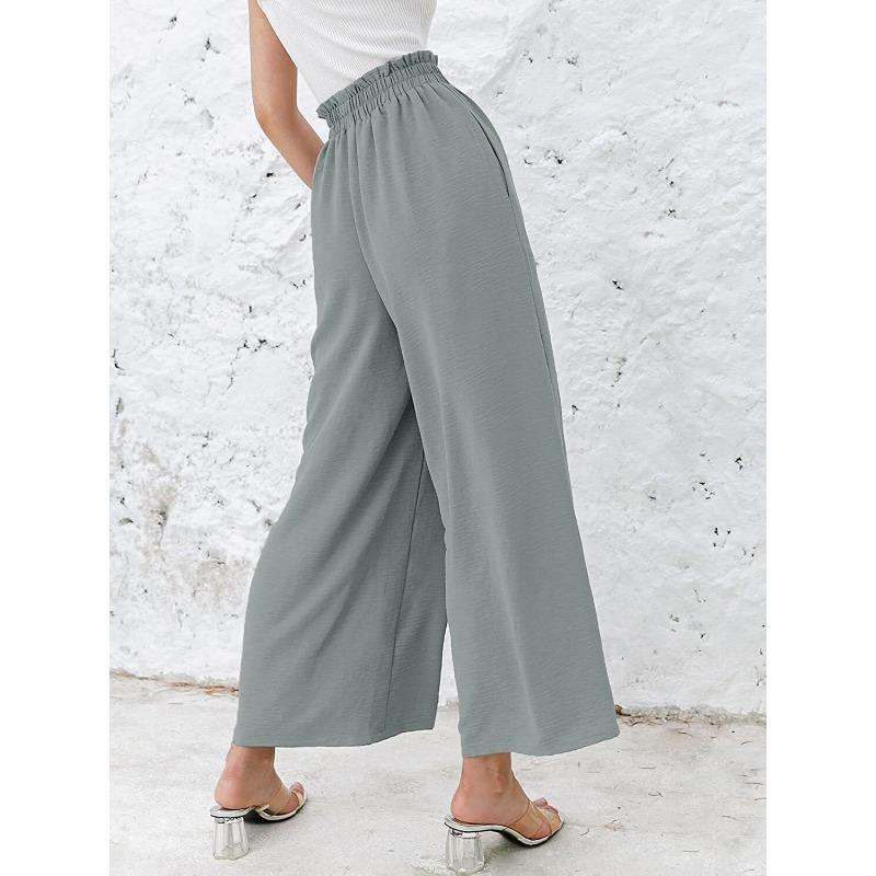 YYFS Women's Fashion Casual Solid Color Print High Waist Trousers Pants & Capris