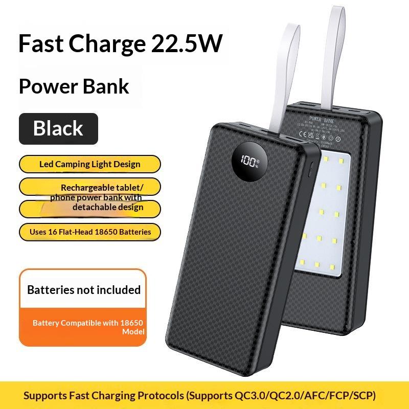 P12 12pcs 18650 Battery Power Bank Case Shell Diy Dual Usb Type C 10W 22.5W 15W Wireless Charging Battery Not Included For Phone