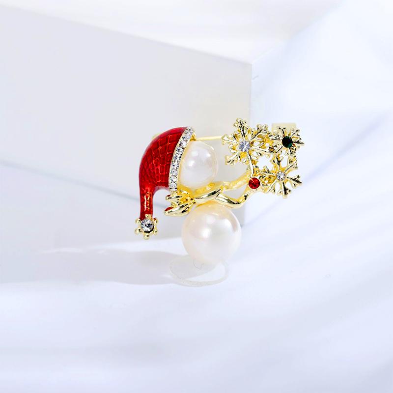 1PC Fashion Snowman Snowflake Brooch Christmas Rhinestone Alloy Creative Shining Cute Charming