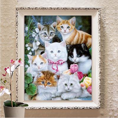 5D DIY Алмазная картина "Кошачья семья" Вышивка Крестом Горный хрусталь Мозаика Картина