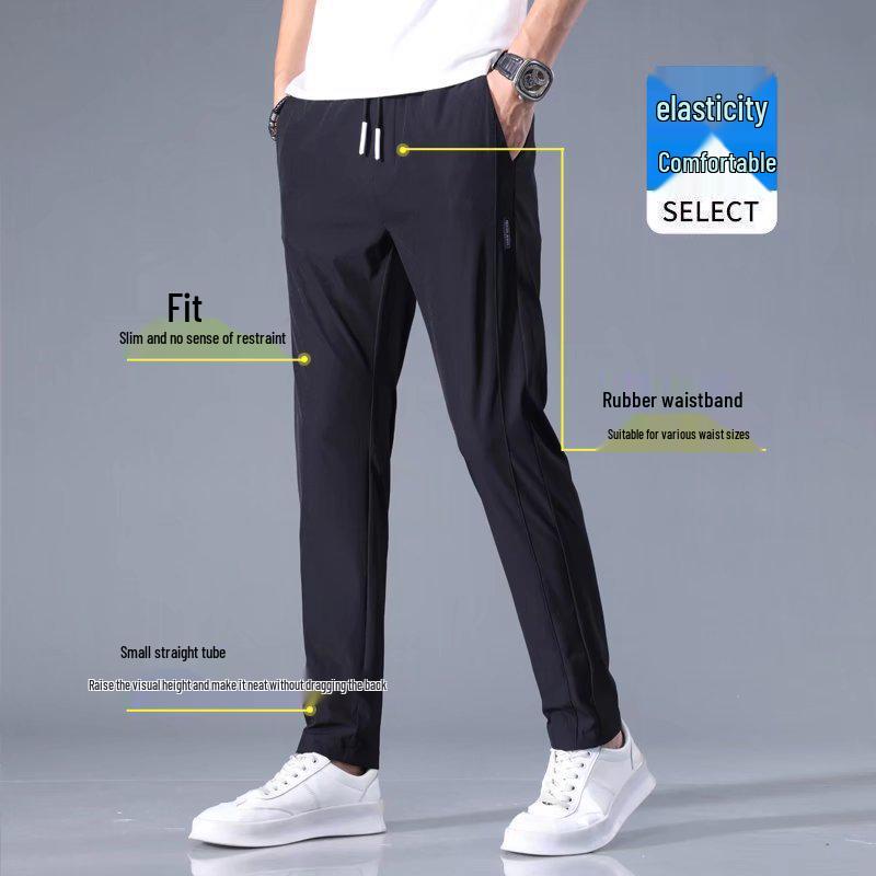 2023 Men's Korean Casual Ice Silk Summer Trousers – Lightweight, Breathable, Loose-Fit Sports Pants