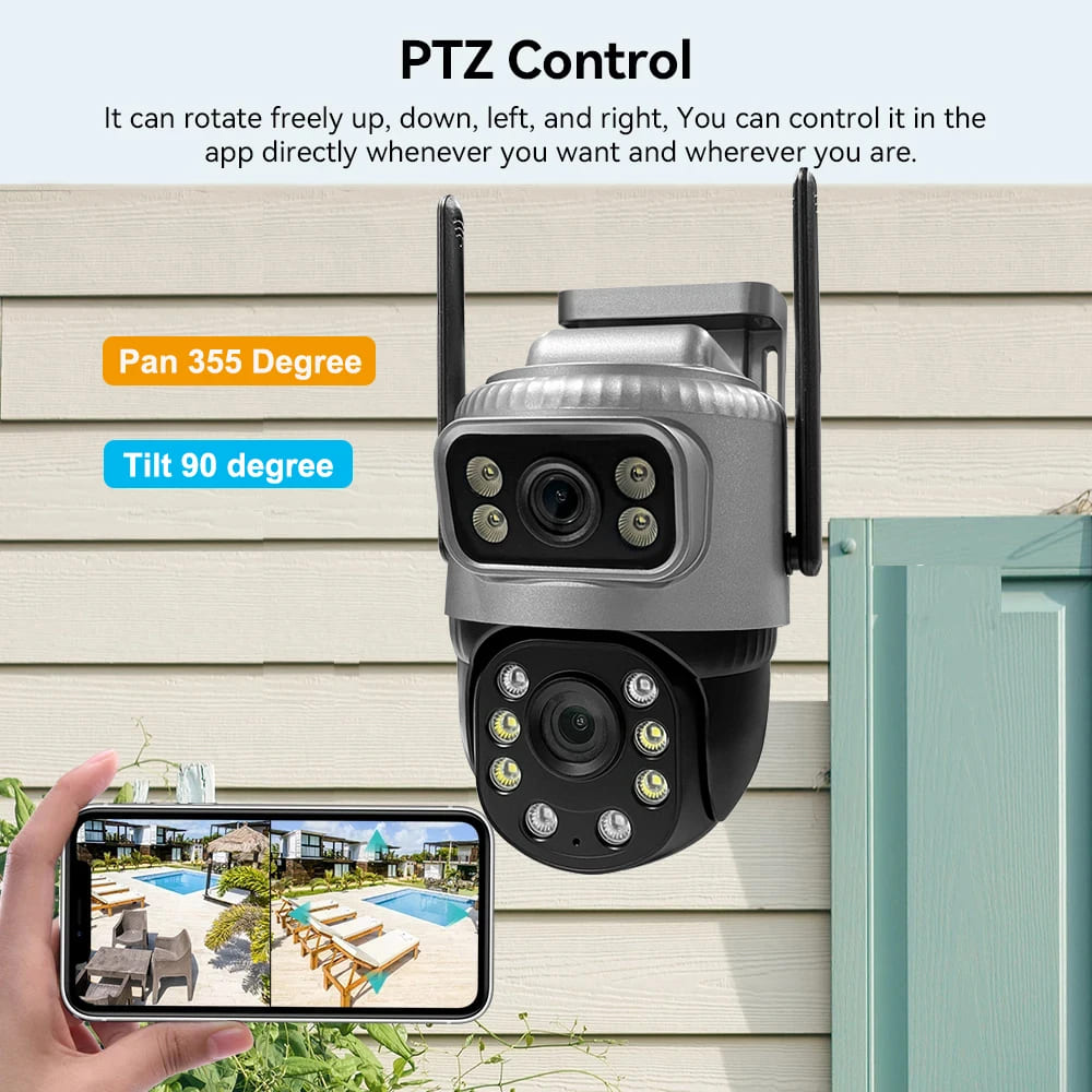 Двойной объектив 4G IP-камера 8MP 4K Waterptoof Монитор наружного наблюдения Умный дом Ночное видение V380 Pro CCTV Безопасность Защита