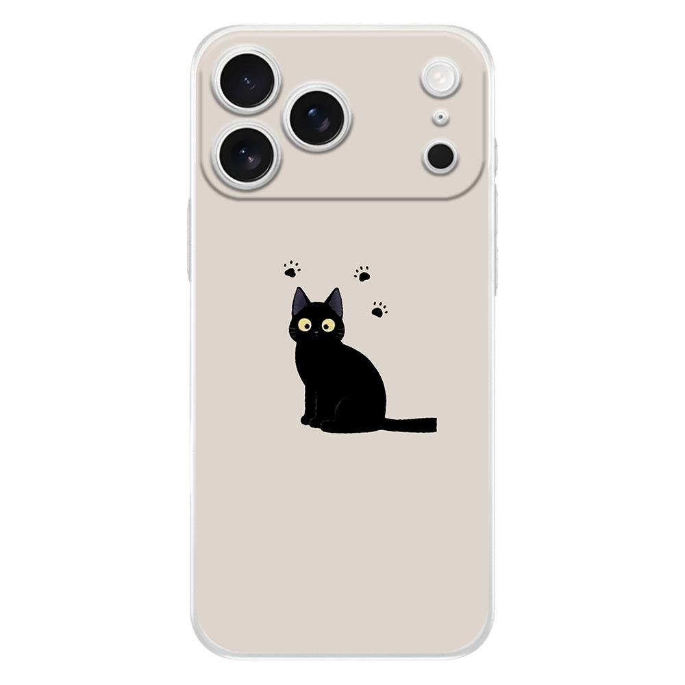 Мягкий прозрачный чехол из ТПУ для телефона iPhone 17 Air 16E 16 11 15 14 Pro MAX 12 13 7 8 Plus SE Пасхальный чехол Защита Забавный черный кот