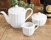 White Tableware: Shatter-Resistant Reinforced Porcelain Pure White Tiara Frill Teapot, 600cc