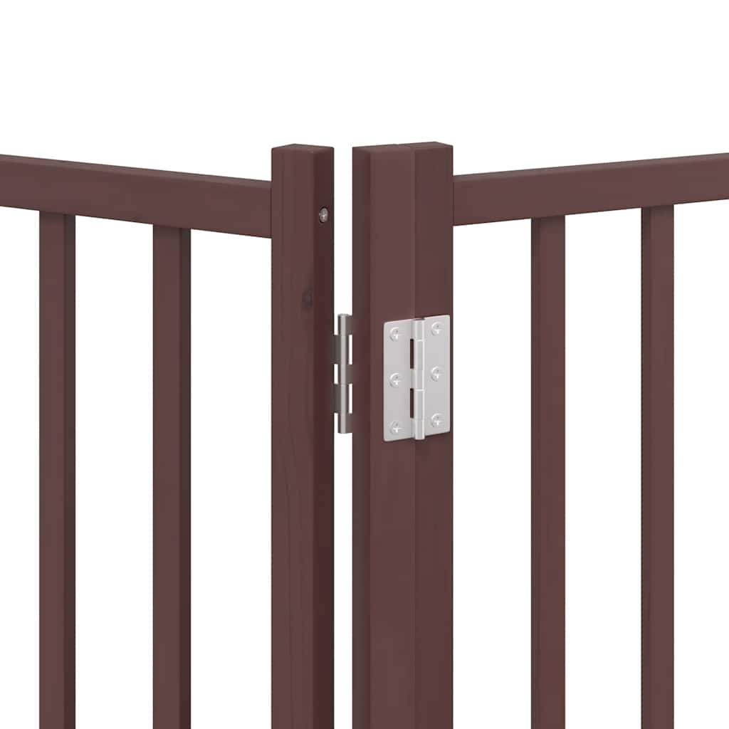 6 Piece Foldable Dog Gate with Door Brown 480 cm Poplar Wood
