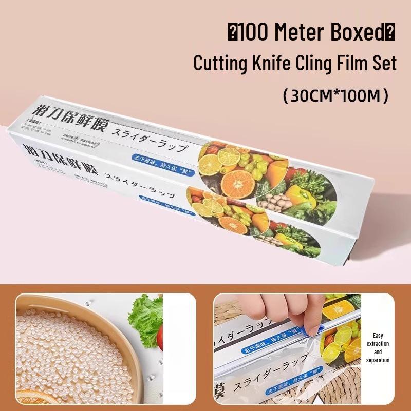 Одноразовый слайд-резак PE пищевая пленка: Термостойкая, Большой рулон, Пищевая кухонная пленка