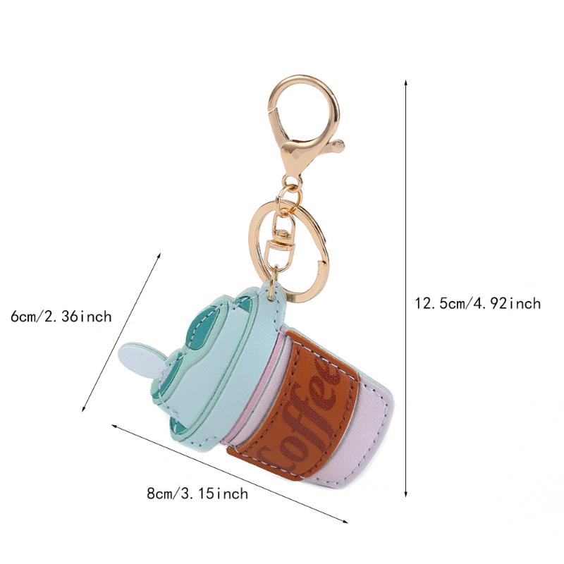 Trendy Coffee Cup Shape Leather Bag Creative Candy Color Hanging Decor for Chic Outfits