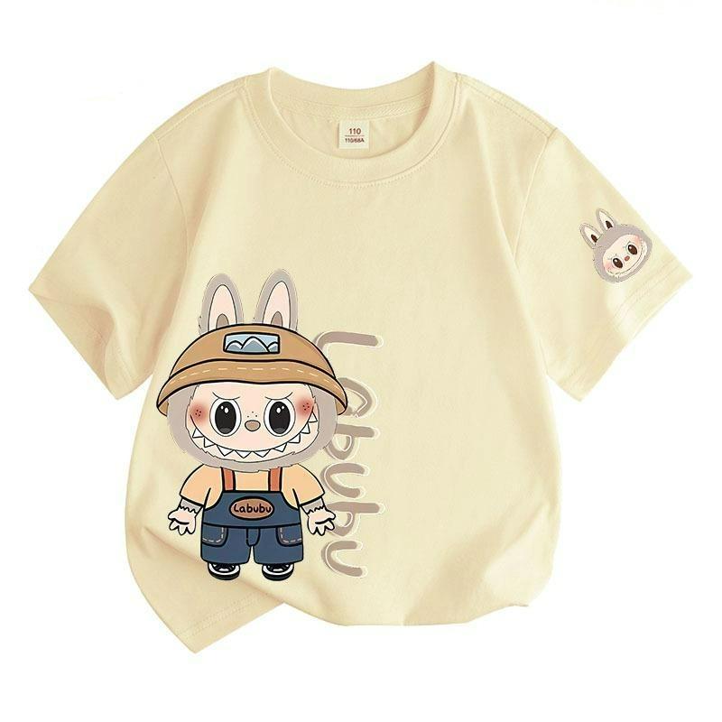 LABU Letter Elf Cartoon Graphic Printed T-shirt Kids and Women Tees Top Summer Casual Men's Unisex Short Sleeve Clothing