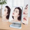 Светодиодное интеллектуальное зеркало для макияжа, регулируемое настольное зеркало с трехцветной подсветкой, квадратное складное трехстороннее косметическое зеркало с подсветкой