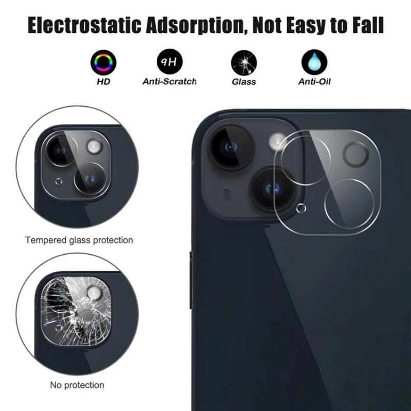 For iPhone 14/iPhone 14 Plus Camera Lens Protector WANLONFENG Full Coverage HD Clear Lens Film with Cleaning Cloth
