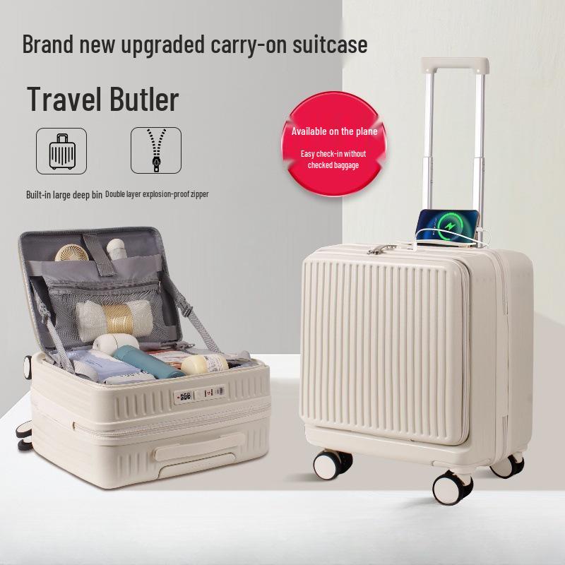 Большой 18-дюймовый чемодан-тележка для ручной клади с боковым открыванием - Унисекс, легкий, с защитой паролем