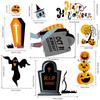 1set Halloween Theme Chemical Fiber Oil Canvas Self Adhesive Window Decorations Decoration Accessories Rectangle Halloween Themed Pattern 35x24cm