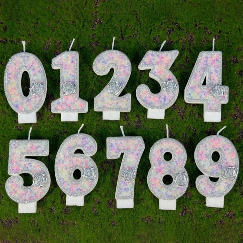 Colored Balls Digital Candles Unique 0-9 Number Birthday Cake Candles Fun Glitter Cupcake Topper Wedding Birthday Party Supplies