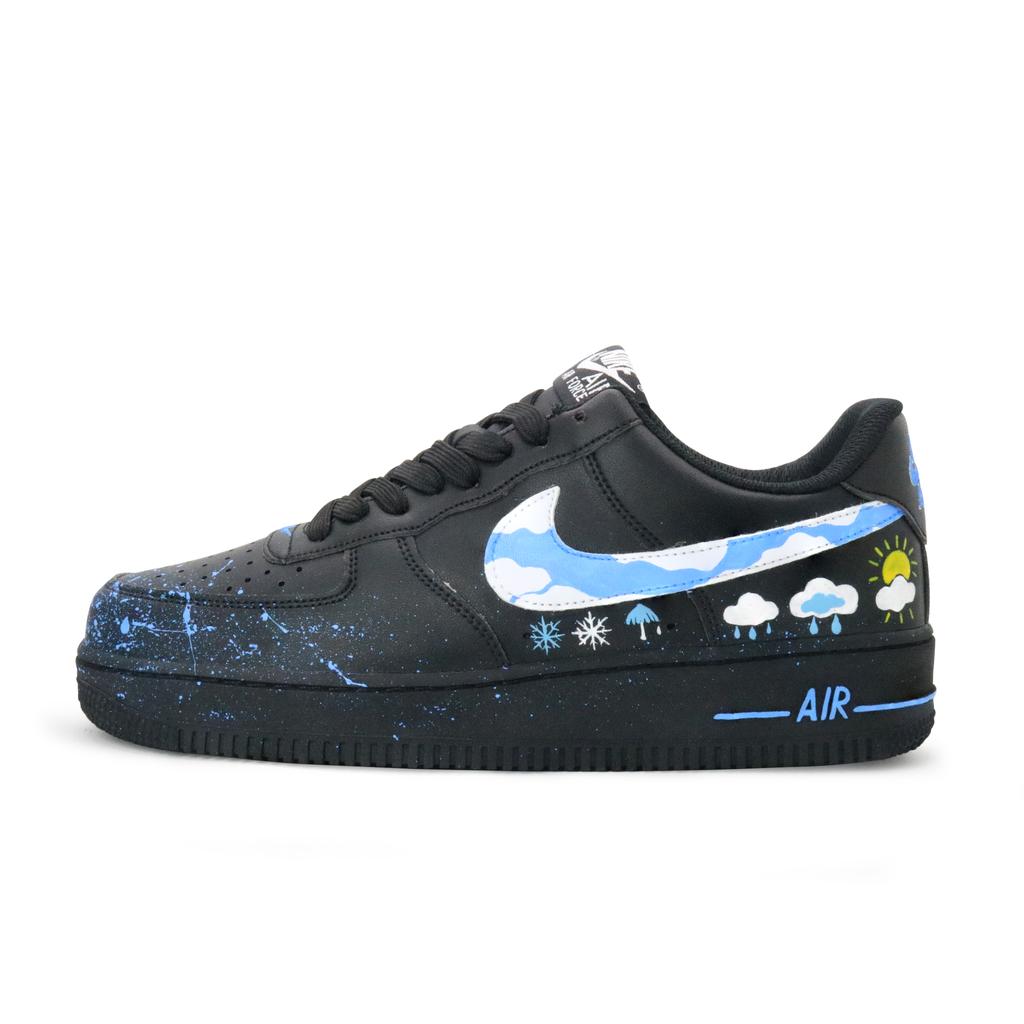 Nike Air Force 1 Weather Forecast Leather Abrasion Resistant Low top Skateboard Shoes Unisex Blue FZ0627-010(Team1037-)