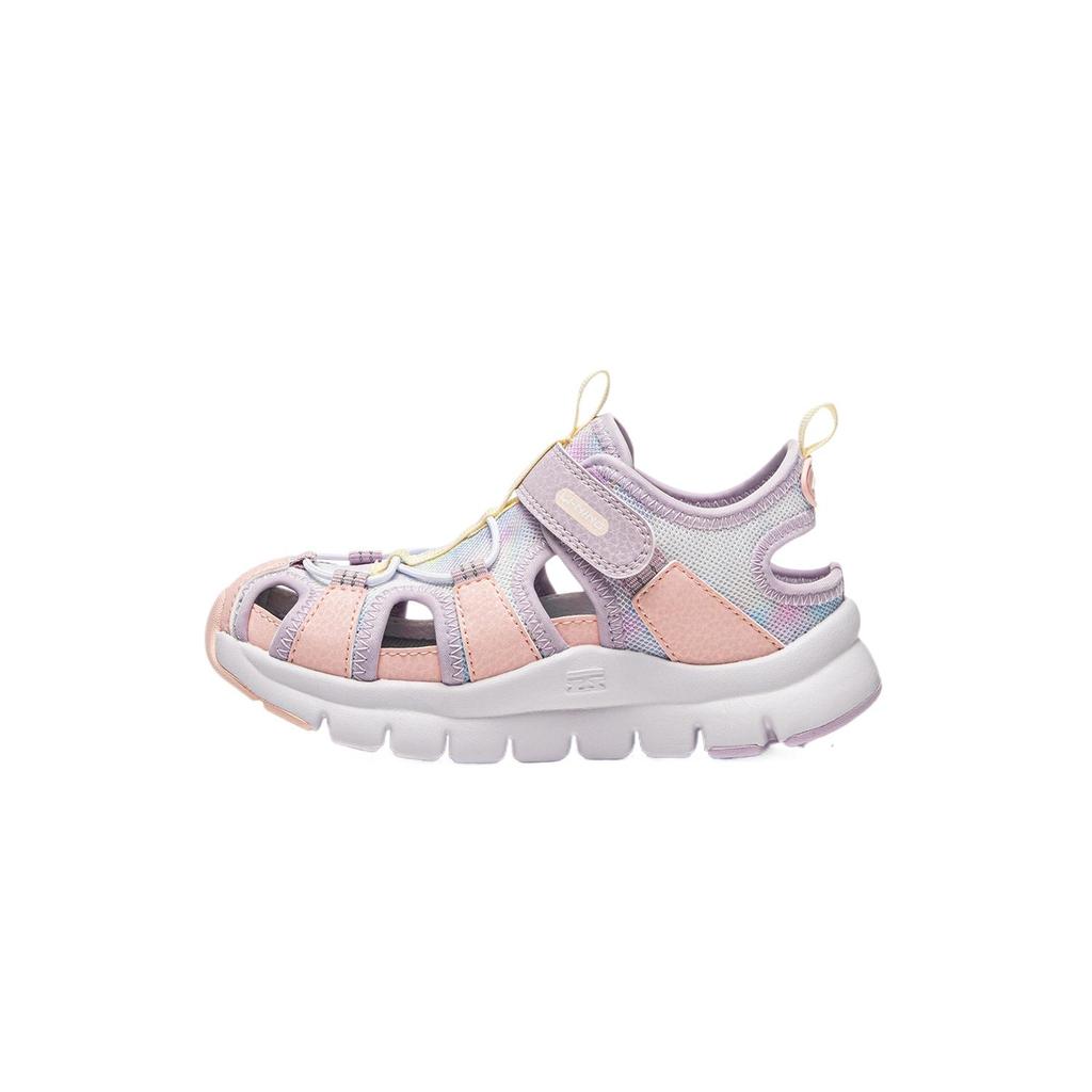 Li Ning Kids Comfortable Lightweight Slip-On Non-Slip Low-Top Sandals Kids Sandals Peach-Pink Moonlight-Purple YKNU142-2