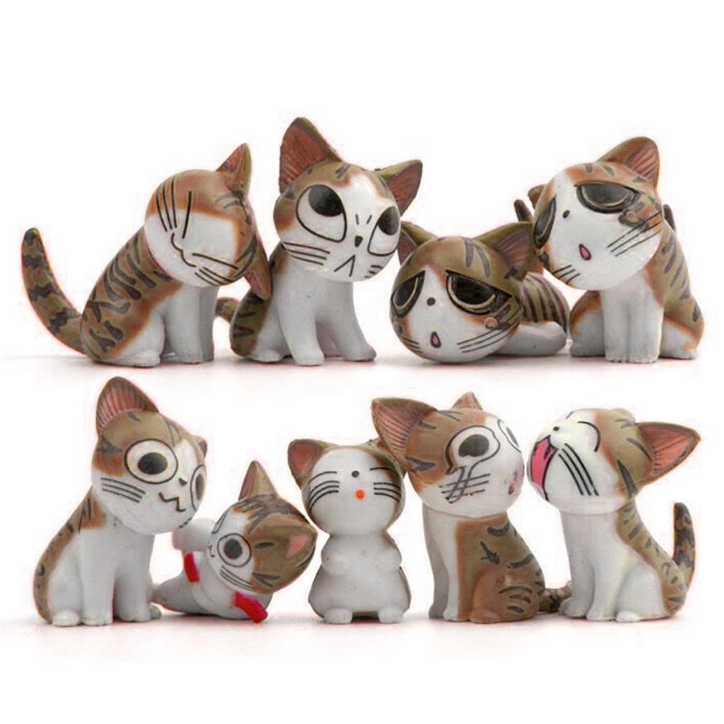 AAGWW Working Cat Figure Kitten Toy Mini Toy Cat Birthday Party Accessory 9 Brown Cheesecake Set, Figure, Character, (Product Contents Flavors)