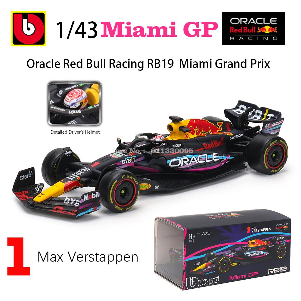 Ббураго 1:43 Rb20 F1 Red Bull Racing Tag Heuer Rb19 Майами #1 Ферстаппен #11 Перес Металлическая Машинка Литая Модель Игрушка