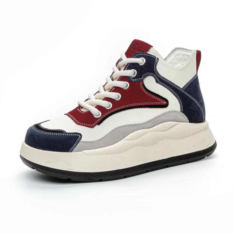 Зимние кроссовки женские из натуральной кожи, белые кроссовки, зимние ботинки, спортивная обувь, высокая платформа, ретро, студенческие ботинки Muje