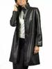 Handmade Formal Casual Stylish Women Black Trench Coat Leather Genuine Lambskin