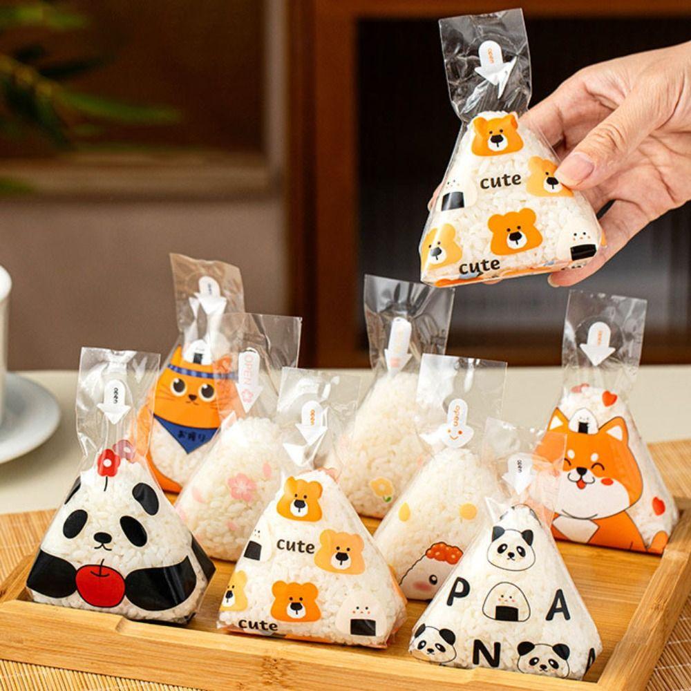 100Pcs Disposable Rice Ball Wrapper Cartoon Pattern Sushi Bag Business