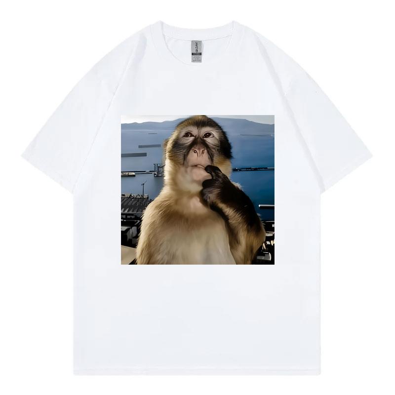Monkey Thinking Funny Meme T Shirt Unisex Unisex Clothing Casual 100Cotton Summer TShirt High Quality Fashion Oversized TShirts