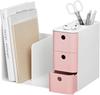 Teijin LITEM. Desk Organizer with Colored Drawers In Pink, Multifunctional Bookstand, Pen Holder, Storage Box, Small Item Storage, Tabletop Storage,