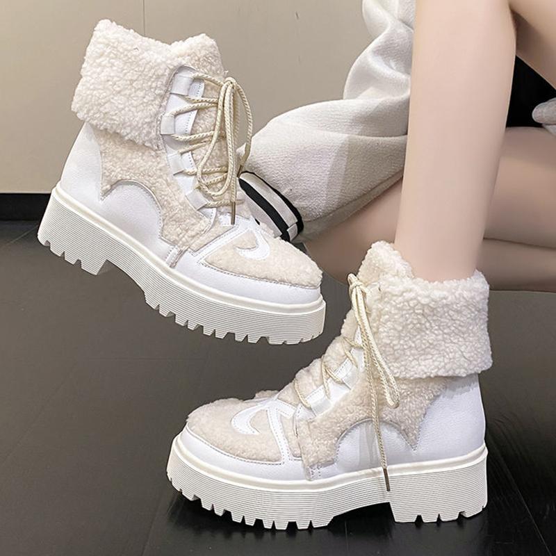 Новые зимние шерстяные ботинки на платформе, повседневные зимние теплые женские зимние ботильоны, меховые ботильоны на платформе для женщин, обувь 35-40