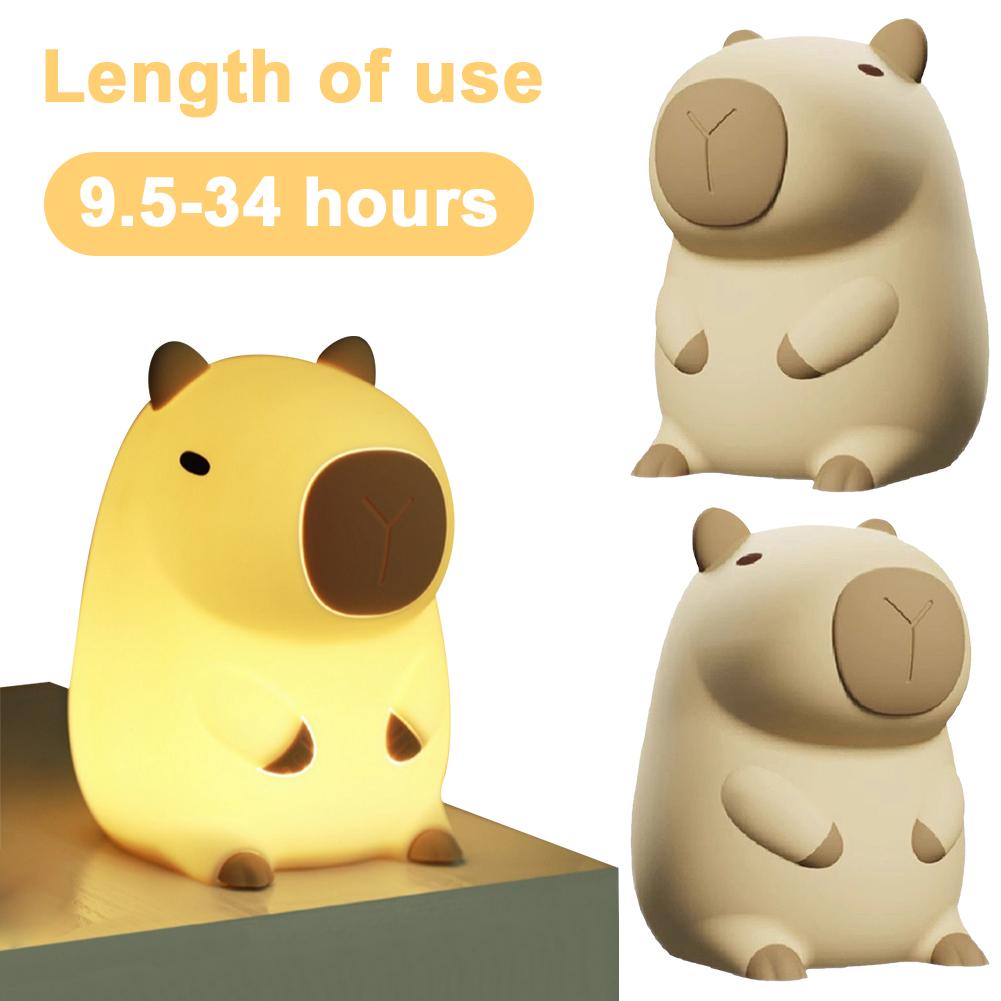 Capybara Night Light Cartoon Pat Light 2 Gear Silicone Sleeping Light USB Charging Nursery Nightlight for Home Bedroom Decor