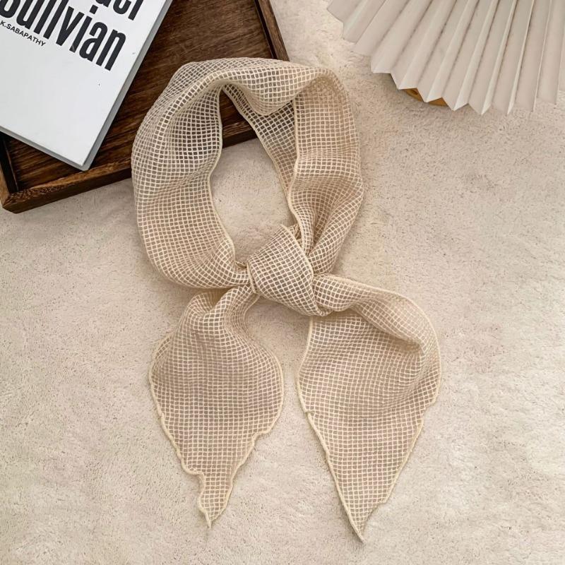 Scarf New Lazy Style Cotton and Linen Solid Color Long Scarf Multi-purpose Headscarf Headband Waffle Plaid Cotton and Linen Silk Scarf Women
