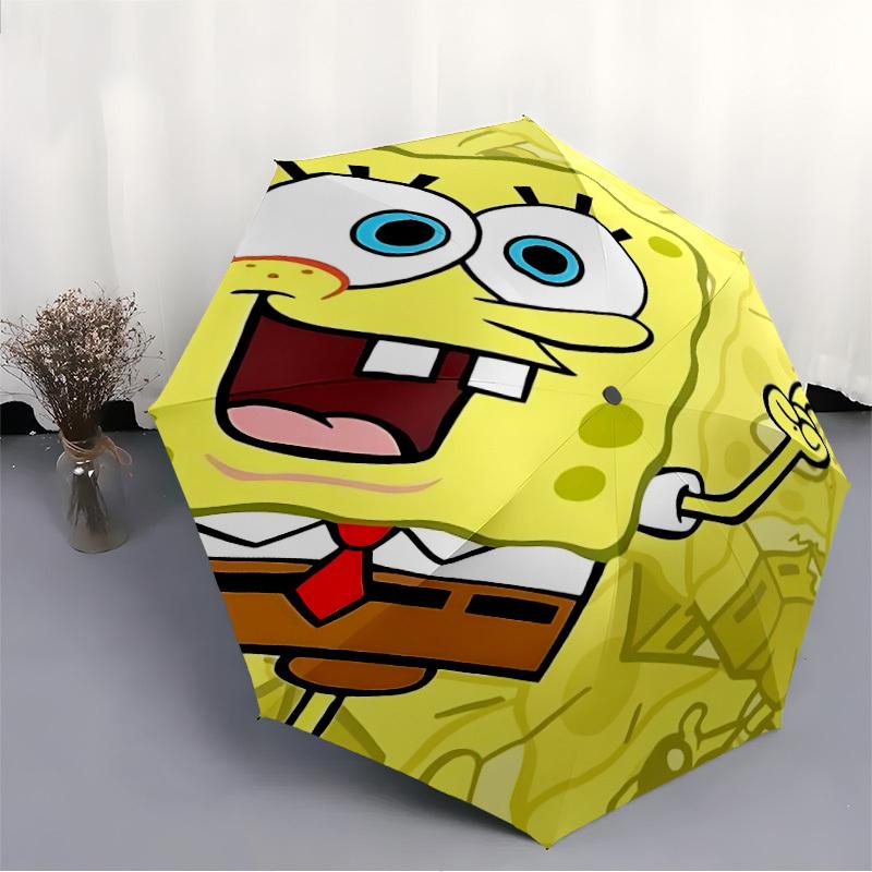1PC SquarePants Automatic Open/Close Folding Umbrella, Windproof 8 Rib Construction, Lightweight Travel Umbrella for Women/Men, Ideal Gift 0902053