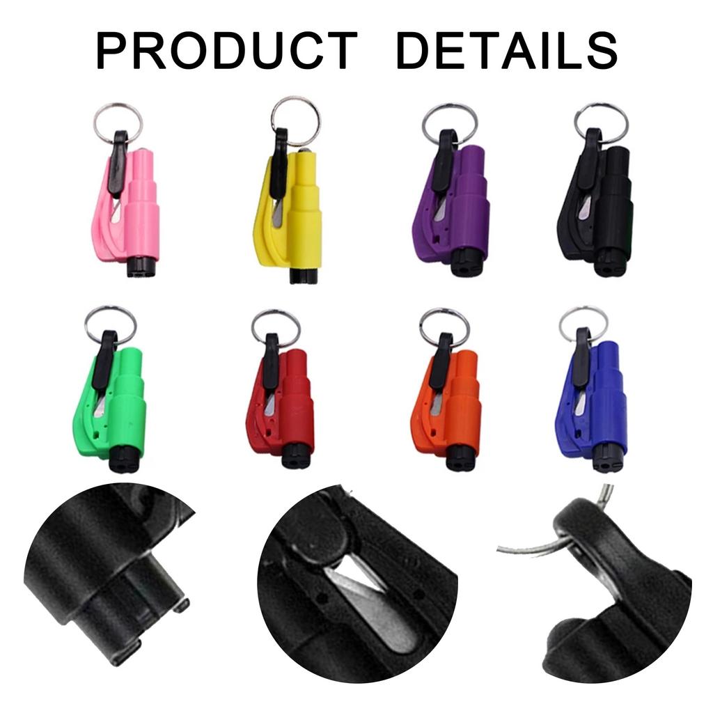 Car Safety Hammer Spring Type Escape Hammer Window Breaker Punch Seat Belt Cutter Hammer Key Chain Car Emergency Rescue Kit