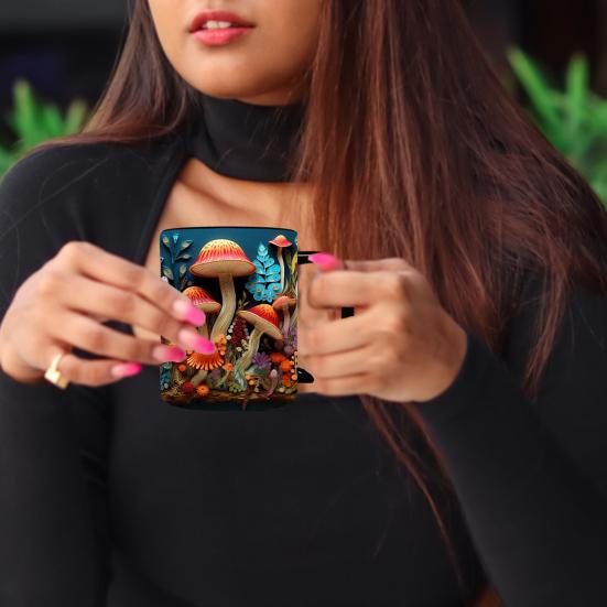 Гладкая кофейная кружка, 300 мл, 3D-грибной принт, термостойкая, цветостойкая, гладкая керамика, портативная, без запаха, пищевая, офисная, кухонная кружка