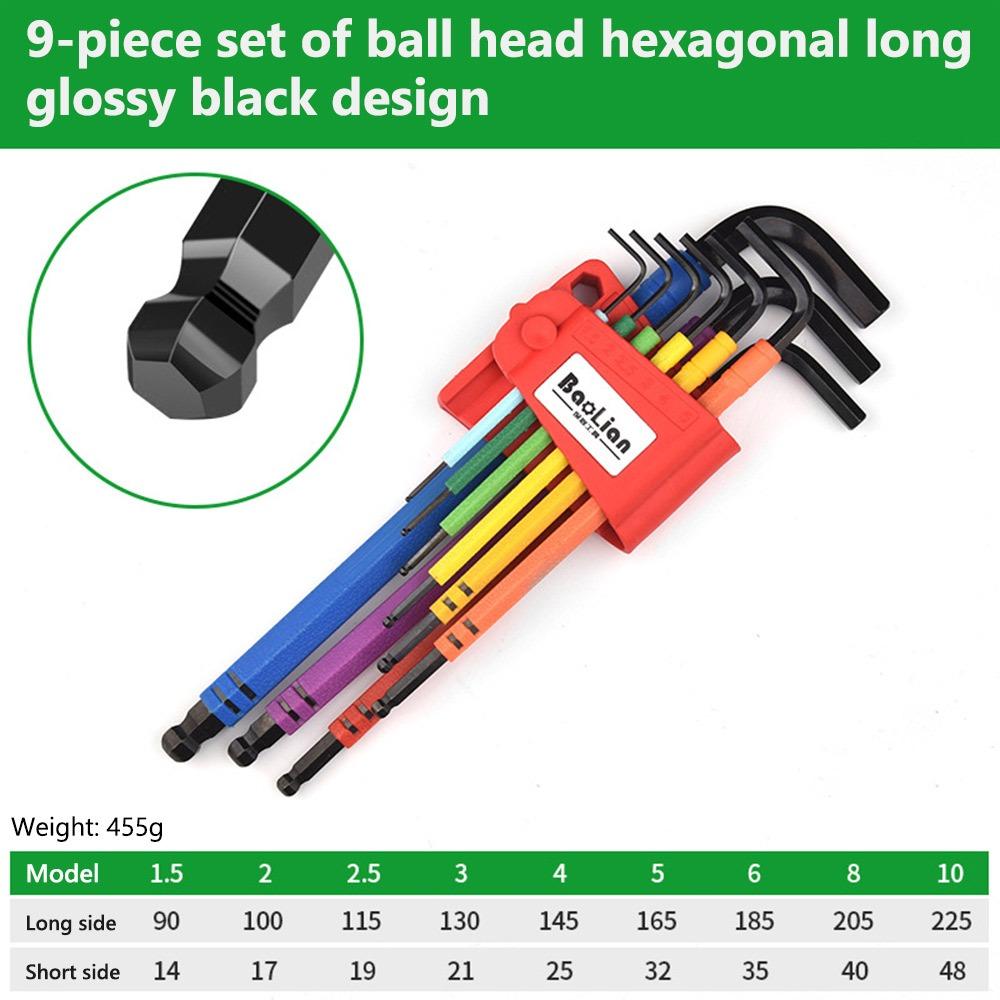 9PCS Ball-End Allen Key Set Color Torx Wrench Set High Quality Bicycle Repair Tool