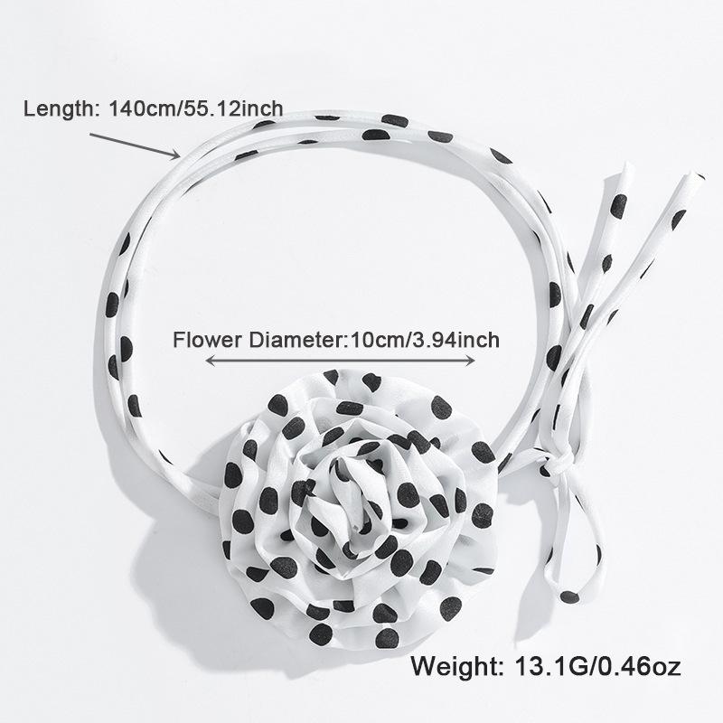 Новое шифоновое ожерелье-чокер в горошек с розами для женщин, аксессуары для вечеринок, длинное элегантное ожерелье с бантами