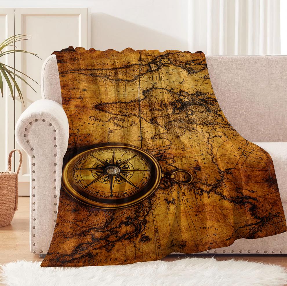 PC Blanket Vintage Map Antique treasure map Flannel Thin blankets for Home Office Funny gifts Perfect gifts four season use