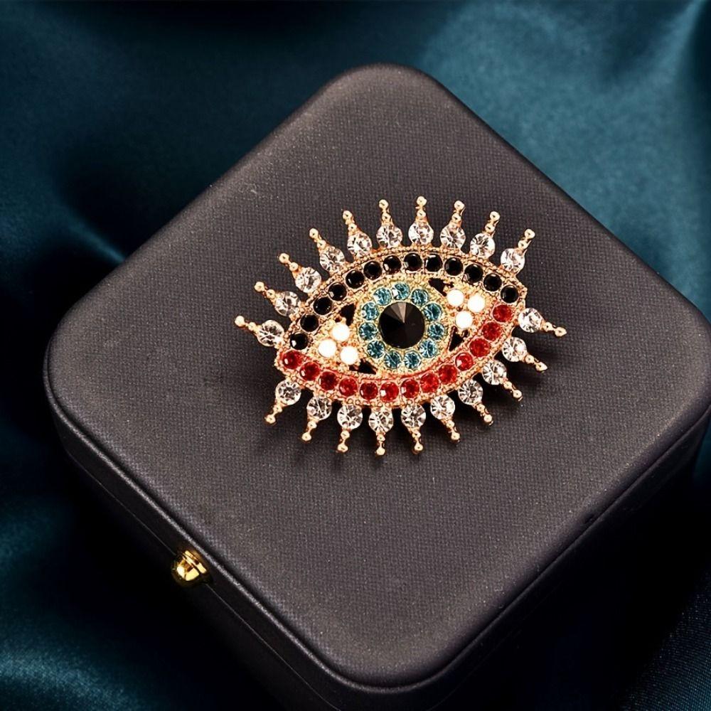 Decoration Luxury Badge Pin Crystal Pendant Rhinestone Eye Brooches Devil Eye Brooch Pin  Gifts