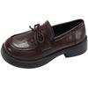 British small leather shoes autumn women's new women's platform tide with bow, shallow mouth one pedal single shoes