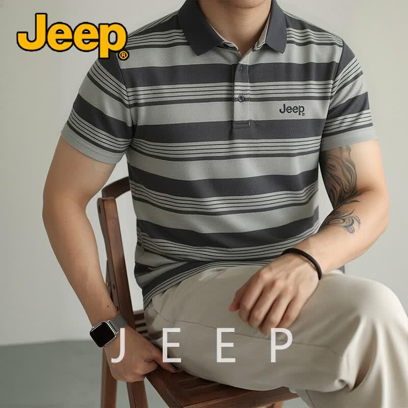 Jeep Мужская летняя дышащая рубашка-поло с защитой от морщин