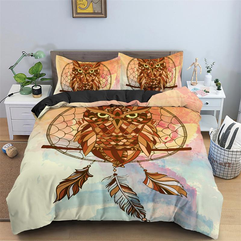 Dreamcatcher Duvet Cover Microfiber Feather Bedding Set Single Twin King For Girl Teen Adult Bedroom Geometric White Quilt Cover