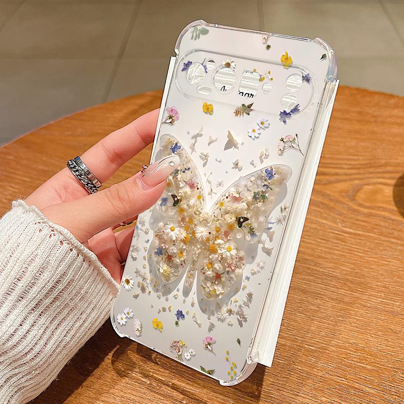 Многоцветный чехол с узором-бабочками для Google Pixel 9 Pro XL 9A, противоударный, из ТПУ и силикона, прозрачный, мягкий