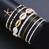 17KM Fashion Minimalist Bohemian Rice Bead Shell Starfish Multi-layered Anklet Necklace Star Daisy Bracelet Jewelry Set for Women