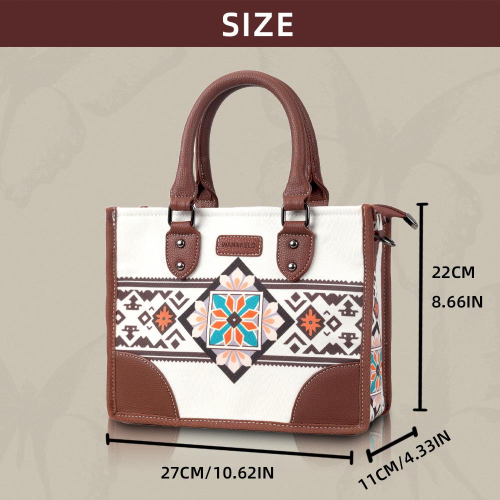 Новые наборы женских сумок в этническом стиле в стиле бохо, ретро-холщовая горизонтальная квадратная женская сумка-тоут с модным принтом, портативная женская сумка-мессенджер с кошельком